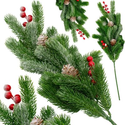 13. DECORATIVE PINE BRANCH WITH ROWNBERRY AND CONES 60CM