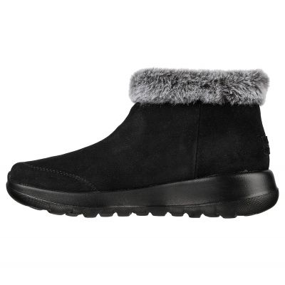 4. Skechers ON-THE-GO JOY FIRST GLANCE Women's Winter Boots in Suede Leather with Fur, Black (144041-BKGY)