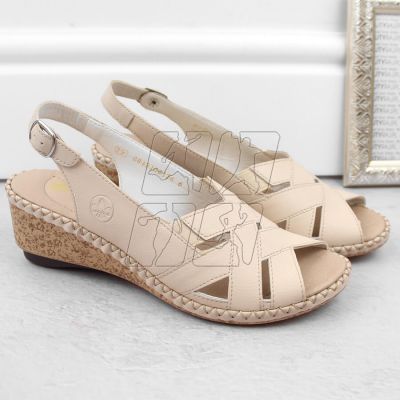 6. Comfortable leather sandals Rieker W RKR682, beige