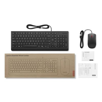 4. Lenovo Basic | Keyboard and Mouse Combo | Wired | US Euro | Black