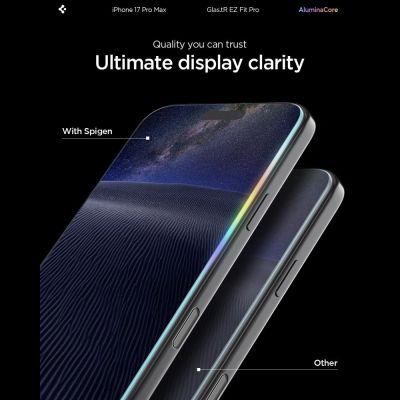 10. Spigen Glas.TR EZ Fit Pro Tempered Glass for iPhone 16 Pro Max / 17 Pro Max - Transparent