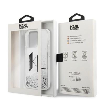 8. Karl Lagerfeld Liquid Glitter Big KL case for iPhone 14 Pro - silver