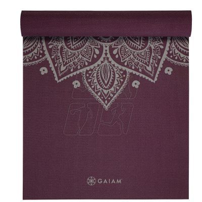 5. Gaiam Midnight Plum Sundial Flower Yoga Mat 5mm 65734