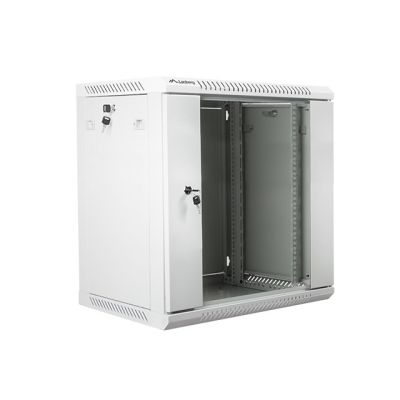 10. Lanberg WF01-6412-10S Rack Cabinet (12U; 635mm / 600mm / 450mm; wall-mounted; Glass; 19''; gray)