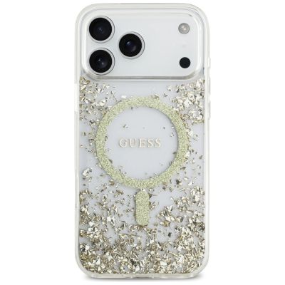 3. Guess Resin Bottom Glitter MagSafe Case for iPhone 17 Pro Max - Gold