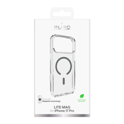 2. Puro Lite Mag TPU+PC Case Compatible with MagSafe for iPhone 17 Pro - Transparent with Gray Ring