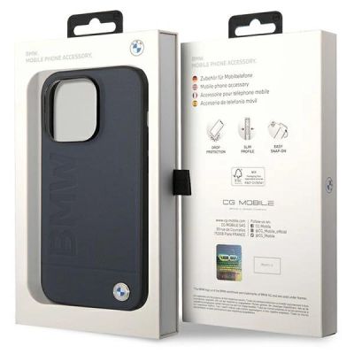 8. Case BMW BMHMP14XSLLNA iPhone 14 Pro Max 6.7" navy/navy hardcase Leather Hot Stamp MagSafe