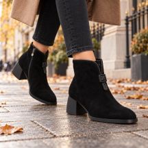 Black women’s leather block-heel ankle boots Filippo DBT8200