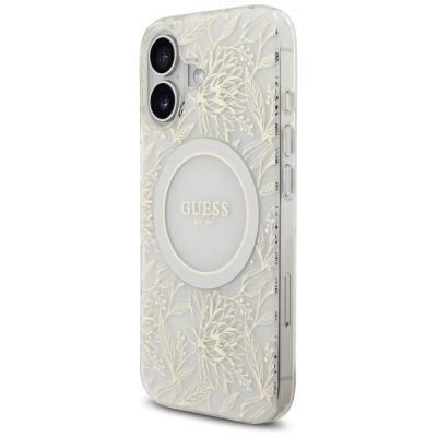 3. Guess IML Flowers Electro Pearl Strap MagSafe case for iPhone 17 - white