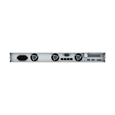 4. NAS Synology RS822+; 1U RACK; 4x (3.5" SATA HDD/2.5" SATA SSD); AMD Ryzen V1500B; 2 GB DDR4 ECC SODIMM (max. 32 GB), 4x 1GbE RJ-45