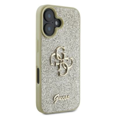4. Guess Fixed Glitter Big 4G Case for iPhone 16 Plus - Gold
