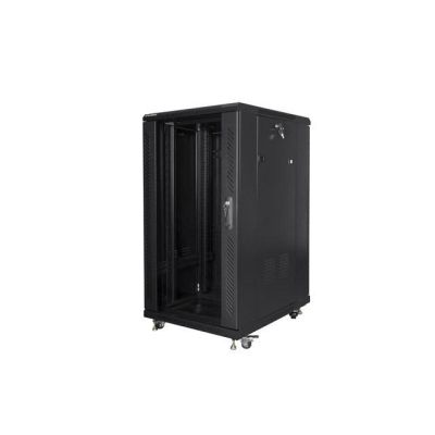 11. Lanberg FF01-6822-12B rack cabinet (22U; 19''; 1160 mm / 600 mm / 800 mm; floor-standing; glass; 800 kg; black)