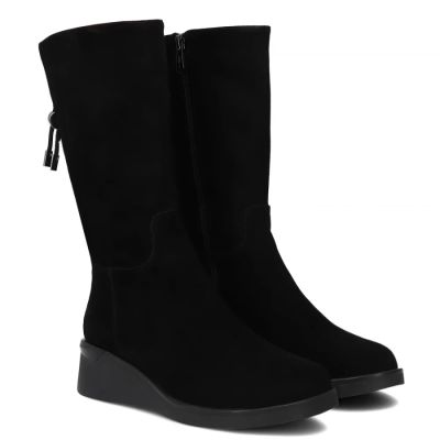 3. Women's leather high wedge ankle boots, black Filippo DBT7210