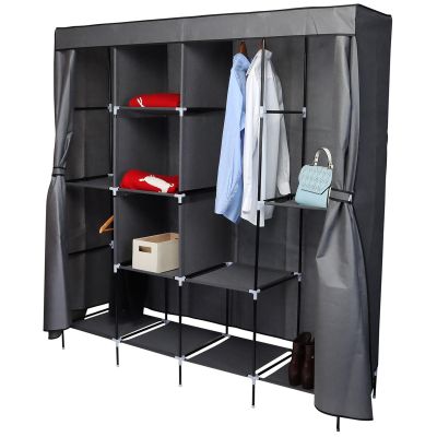 11. TEXTILE WARDROBE 168x45x172CM DARK GREY 45238