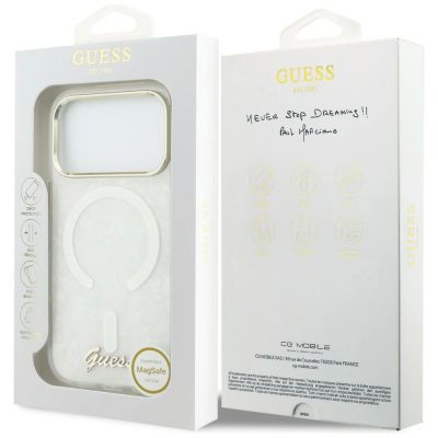 8. Guess IML Shell Script Metal MagSafe Case for iPhone 17 Pro Max - White