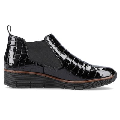 57. Rieker W R474 snakeskin leather ankle boots black