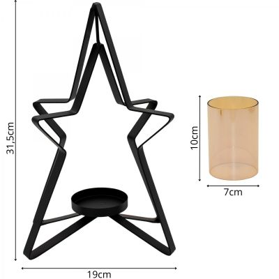 4. METAL CANDLESTICK 31.5 CM STAR MICA