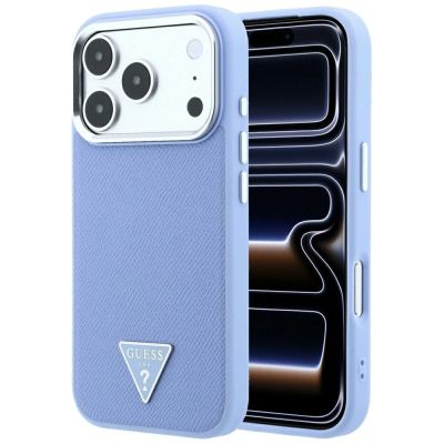 Guess Grained Triangle Logo MagSafe Case for iPhone 18 Pro Max / 17 Pro Max - Blue