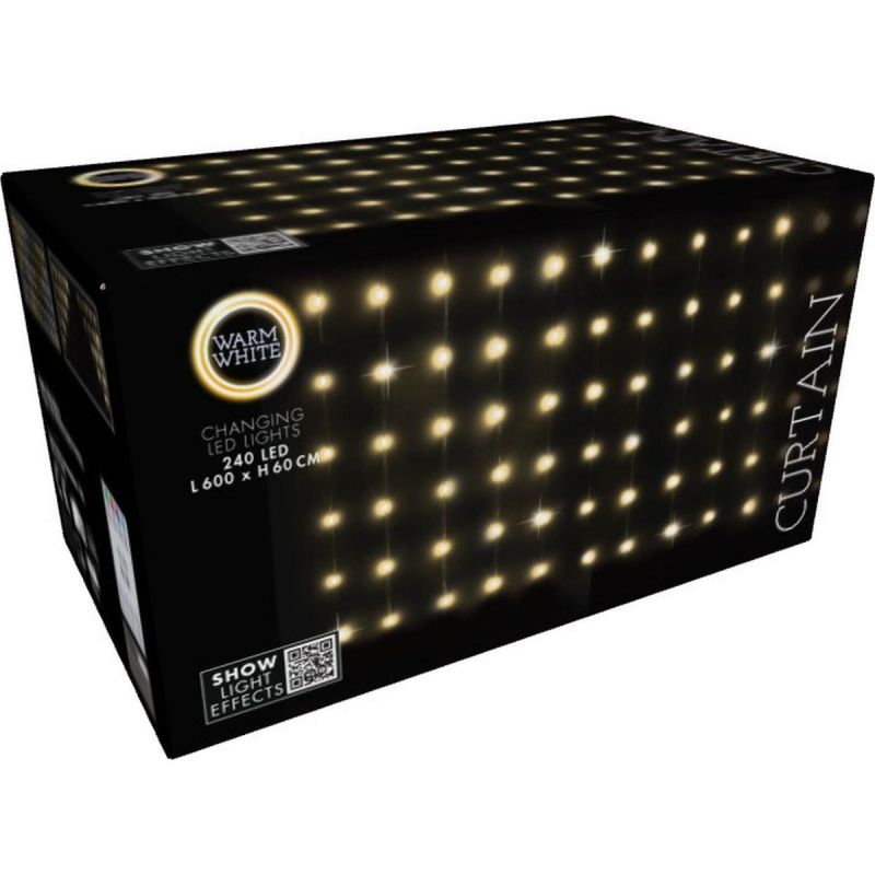 12. CHRISTMAS TREE LIGHTS LIGHT CURTAIN OUTSIDE/INSIDE 240 LED 600X60CM WITH REMOTE CONTROL WARM WHITE