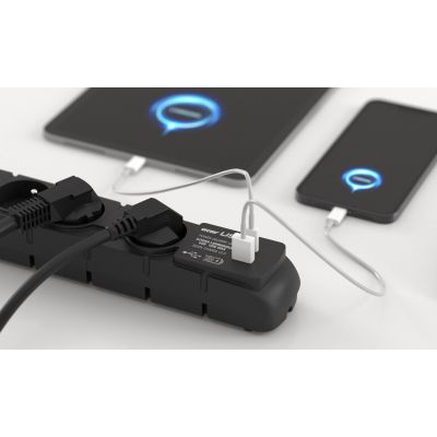 4. Acar S6 USB A+C surge protector (fast charger) 3m; black