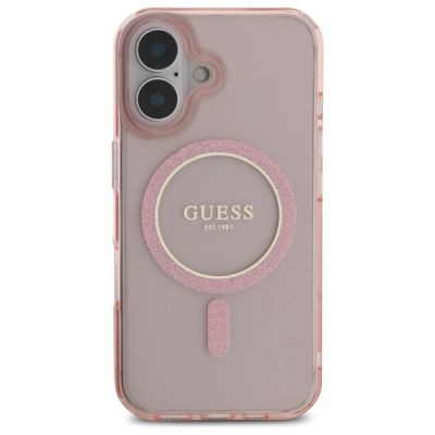 3. Guess GUHMP16SHFGEREP iPhone 16 6.1" pink/pink hardcase IML Glitter Circle MagSafe