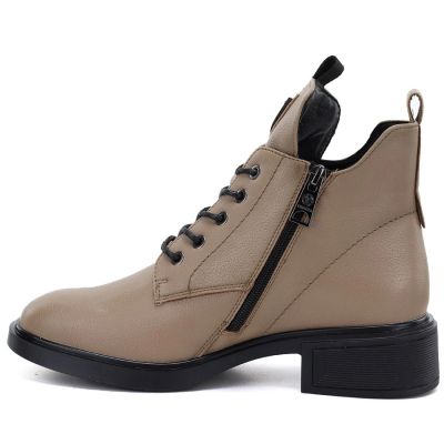 3. Beige women’s leather heeled ankle boots Vinceza 133145