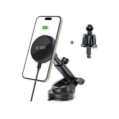 2. Tech-Protect MM15W-V4 Magnetic MagSafe 15W Car Holder for Cockpit / Windshield / Air Vent - Black