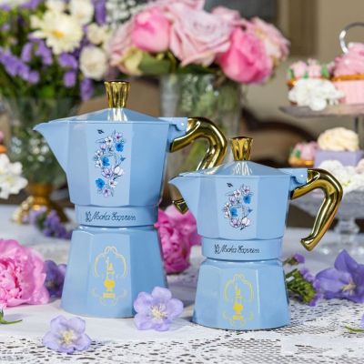 3. Bialetti Bridgerton Moka Pot 0.13 l Blue, Gold