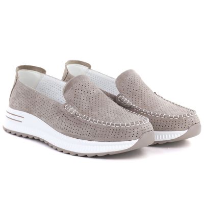 4. Leather moccasins with a thick sole, openwork, fango Jezzi 9793