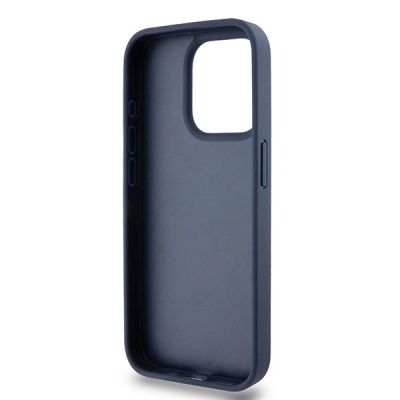7. DKNY Leather Mono Stripe & Metal Logo case for iPhone 15 Pro - blue