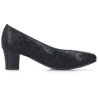 9. Women's leather pumps with a low heel, black Rieker 44650-05