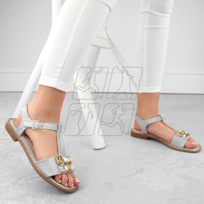 7. Comfortable sandals with zircons S.Barski W OLI261B, silver