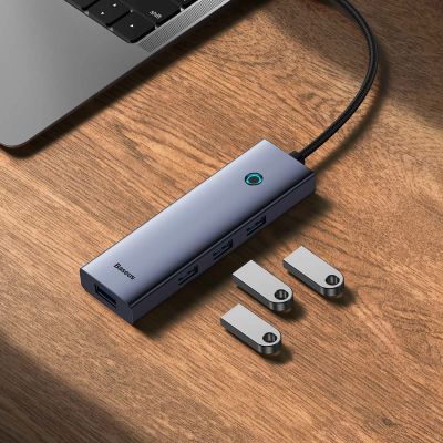 14. Baseus UltraJoy Series 5in1 USB-C HDMI 4K 4x USB-A 3.0 USB hub - gray