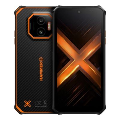 2. Smartphone Hammer Energy X2, 6.1 inches, orange, IPS protection system, 1560x720 px, Mediatek, RAM 6GB, 128GB, dual SIM, 4G, 50 MP camera, Android