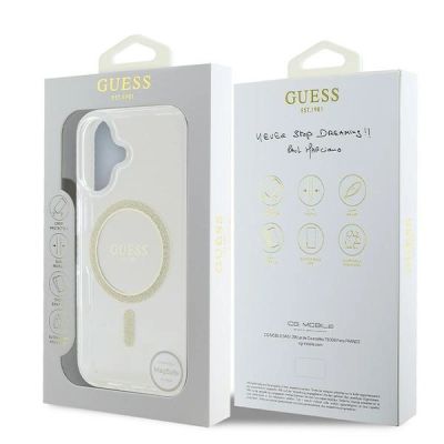 8. Guess IML Glitter Circle MagSafe iPhone 16 Case - Clear