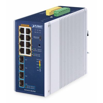2. PLANET IP30 Industrial L2/L4 8-Port Managed L2/L4 Gigabit Ethernet (10/100/1000) Aluminum, Blue