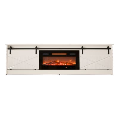 6. GRANERO TV cabinet + fireplace 200x56.7x35 white/white gloss