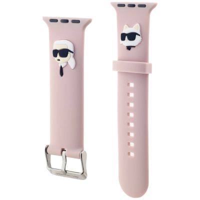4. Karl Lagerfeld 3D Rubber Karl&Choupette Heads strap for Apple Watch 38/40/41mm - pink