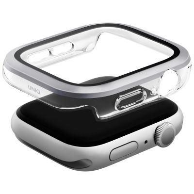 2. Uniq Voute Tempered Glass Case for Apple Watch 10 42 mm - Silver