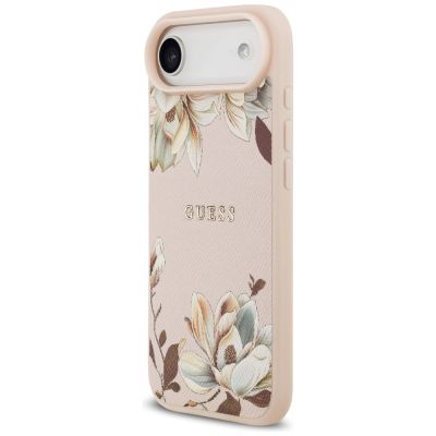 2. Guess Grained Flowers Classic Logo MagSafe iPhone Air Case - Pink