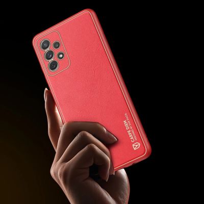 9. Dux Ducis Yolo elegant case made of soft TPU and PU leather for Samsung Galaxy A72 4G red