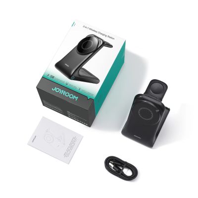 3. Joyroom JR-W15 Wireless Charger 3 in 1 Charging Station with MagSafe - Black