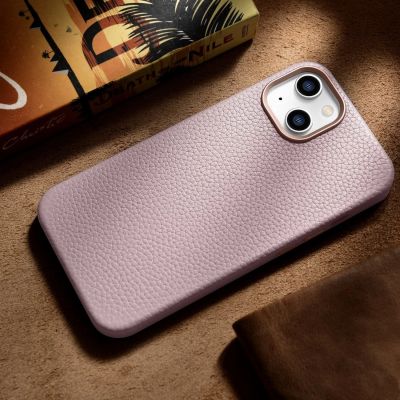 16. iCarer Litchi Premium Leather Case iPhone 14 Plus Magnetic Leather Case with MagSafe Pink (WMI14220711-PK)
