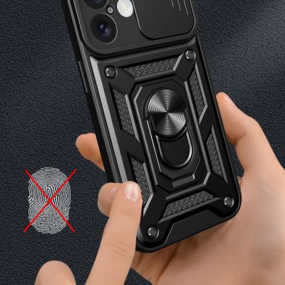 4. Hybrid Armor Camshield iPhone 16 Plus Armored Case with Camera Cover and Stand - Black