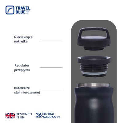 5. TRAVEL BLUE BLACK THERMAL BOTTLE