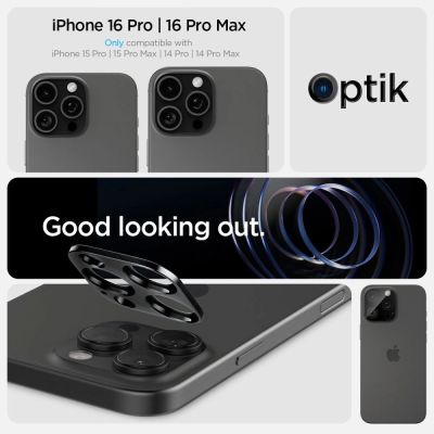 11. Spigen Optik.tR Camera Protector for iPhone 14 Pro / Pro Max / 15 Pro / Pro Max / 16 Pro / Pro Max - Black 2 pcs.