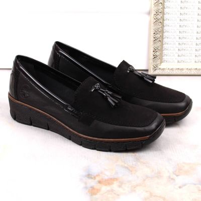 14. Rieker W RKR395 black wedge shoes