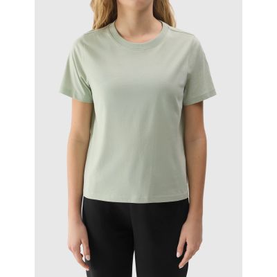 Women's plain organic cotton T-shirt 4F