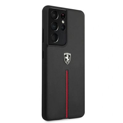 4. Ferrari FEOSIHCS21LBK S21 Ultra G998 black/black hardcase Off Track Leather Nylon Stripe