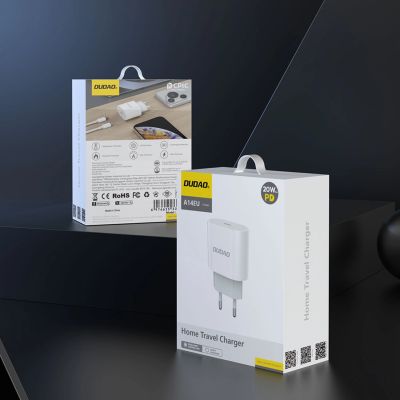 9. Dudao A14EUC PD 20W USB-C Wall Charger with Cable - White